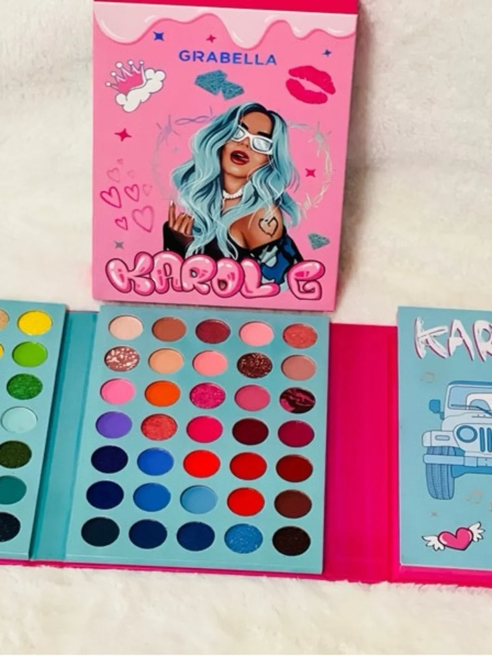 NEW KAROL G Mega Eyeshadow Palette Book with Blush and highlighter
